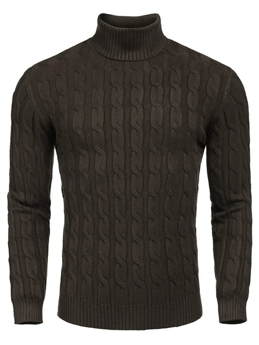 Men's Cable Knit Turtleneck Sweater, image 8