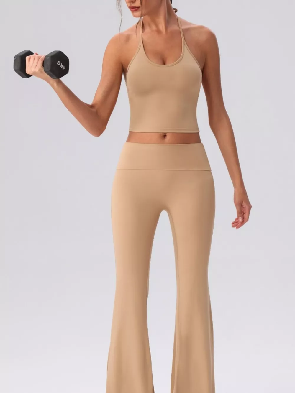 Halter Neck Cami and Flare Leggings Active Set, image 16