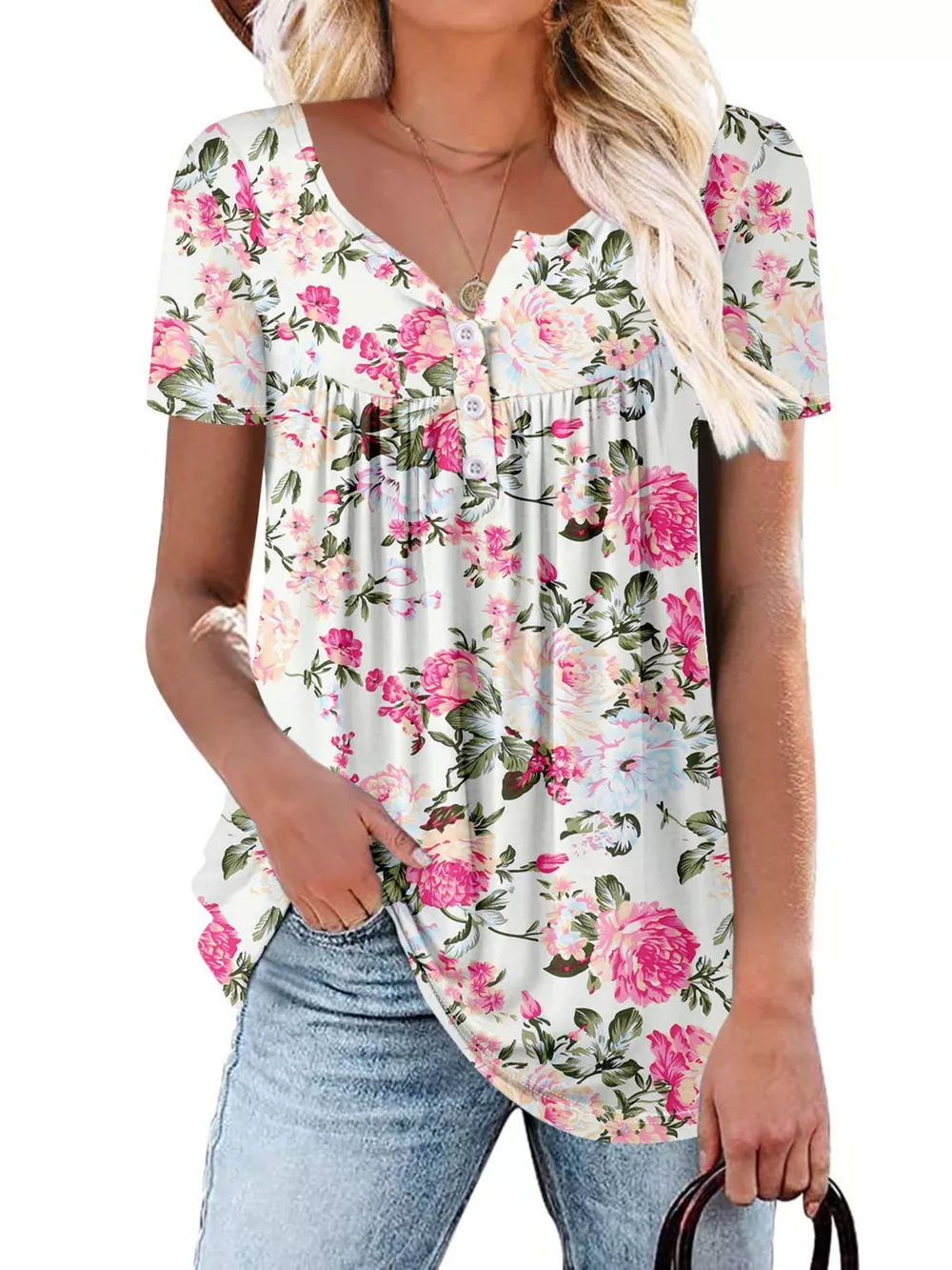 Plus Size Floral Print Short Sleeve T-Shirt, image 2