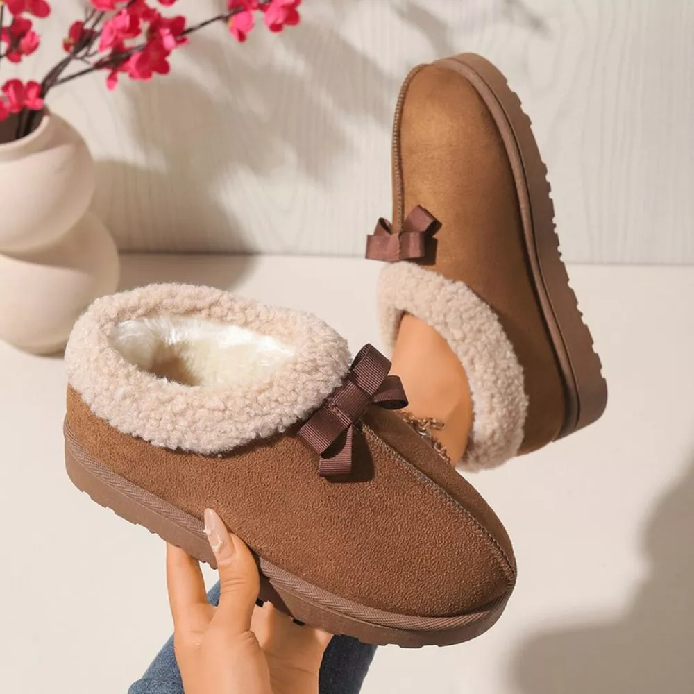 Cozy Bowknot Plush Lined Slip-Ons, image 14