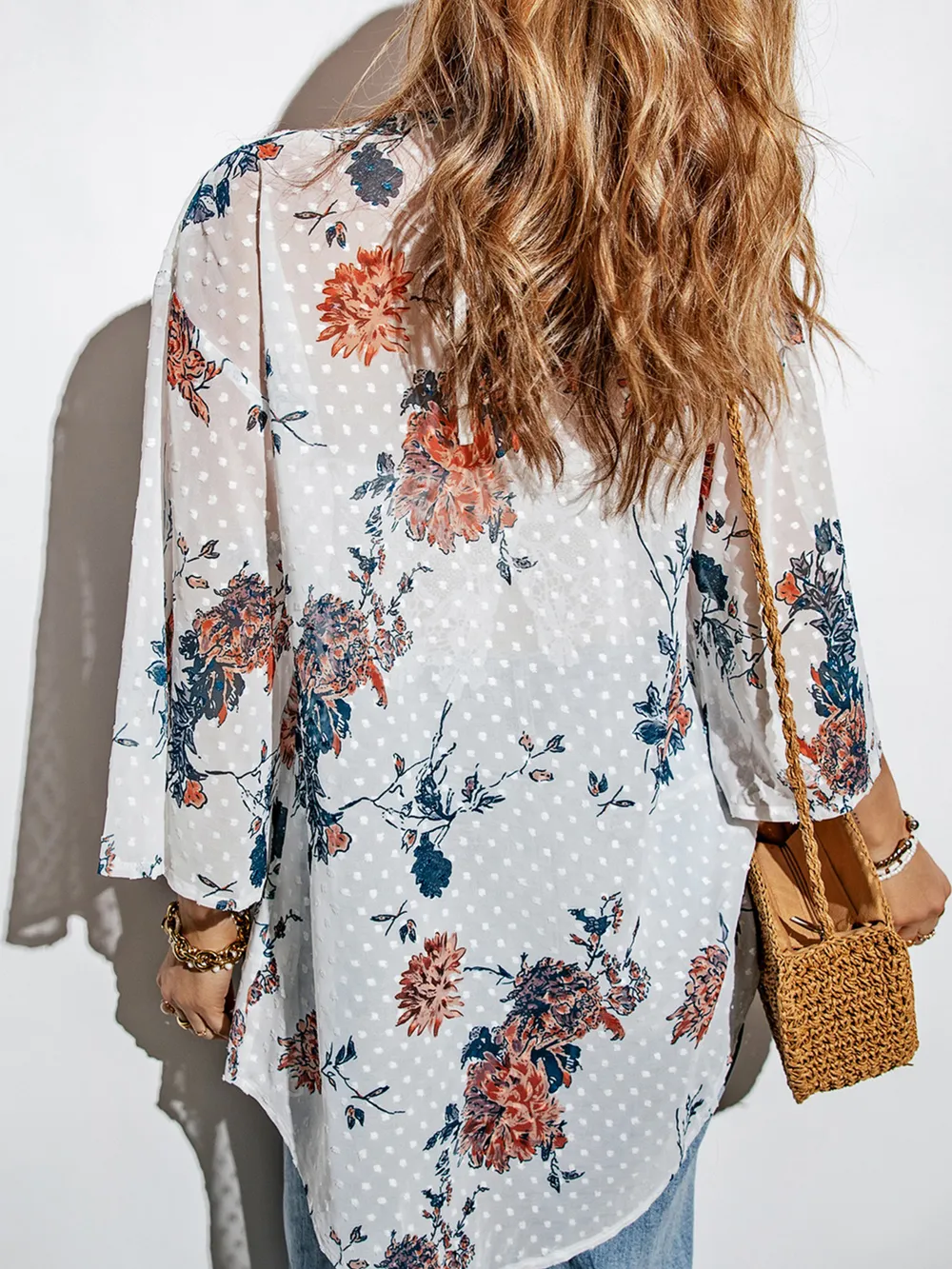 Floral Print Open Front Cover Up, image 7