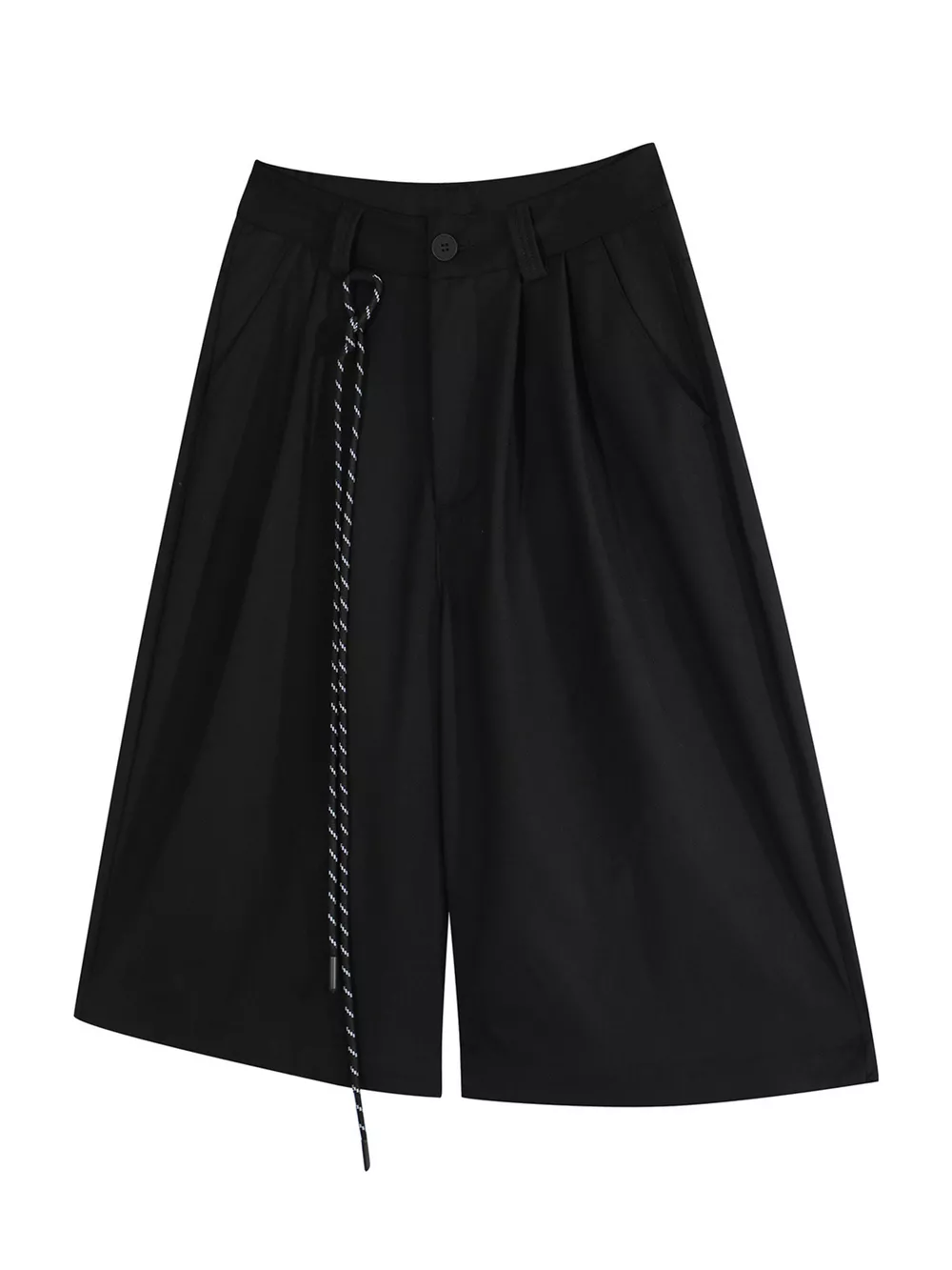 Men's Wide-Leg Shorts with Decorative Drawstring, image 2