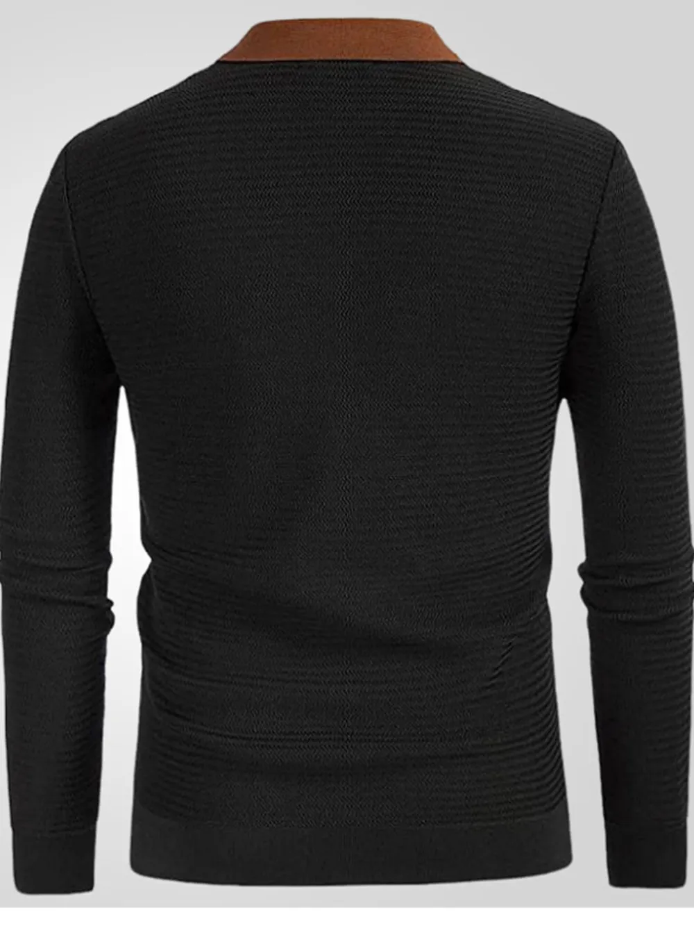 Men's Plus Size Striped Button Up Long Sleeve Polo, image 3