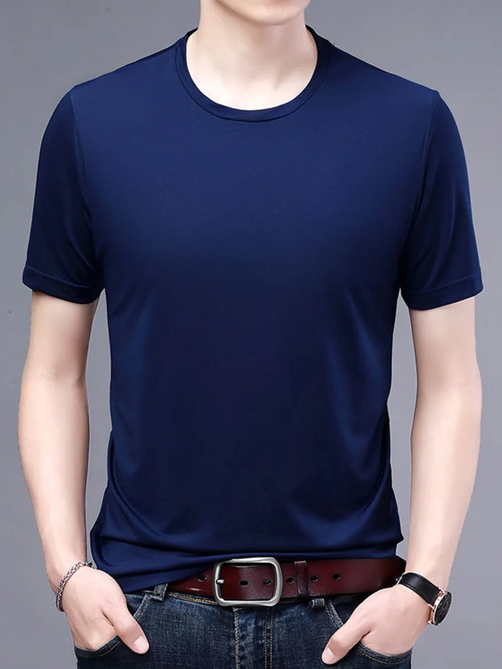 Men's Plus Size Classic Crew Neck Basic T-Shirt, image 10