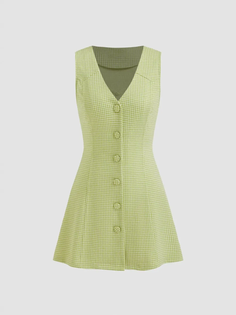 Gingham Button-Front A-Line Mini Dress, image 2
