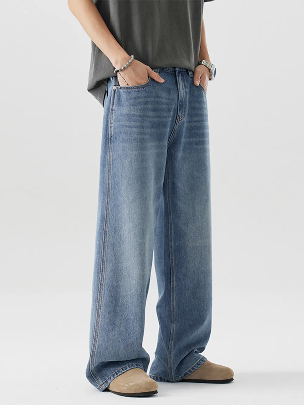 Men's Wide Leg Relaxed Fit Jeans, image 3