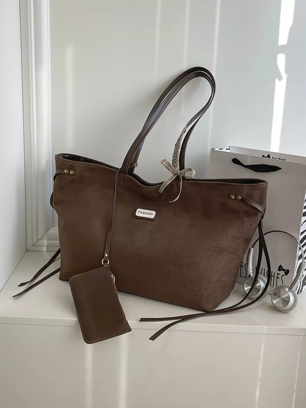 Vintage Suede Tote Bag, image 2