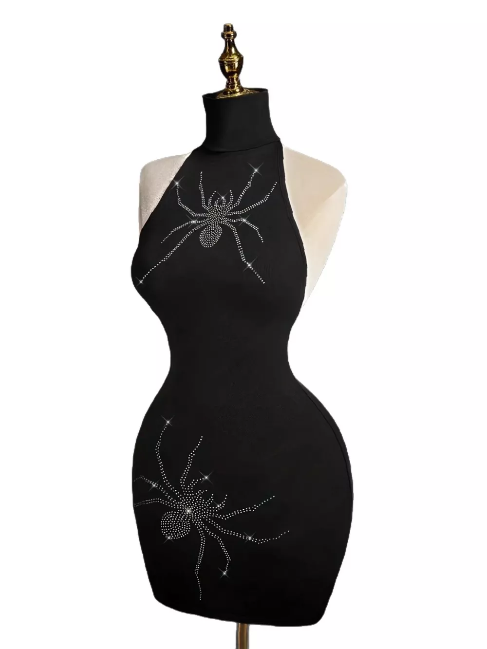 Rhinestone Spider Halter Neck Bodycon Dress, image 5
