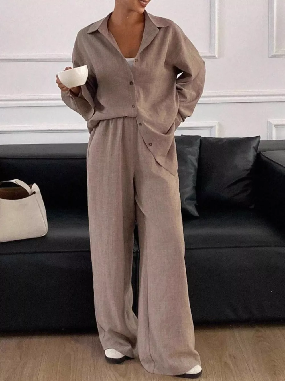 Button-Down Shirt and Wide-Leg Pants Set, image 23