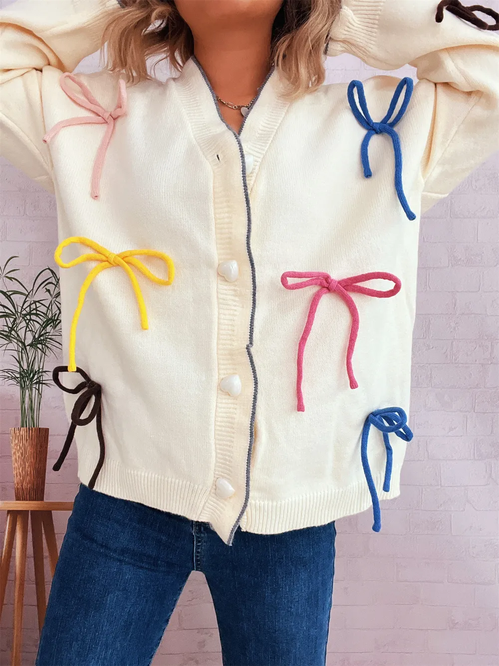 Bow Tie Button Up Cardigan, image 7