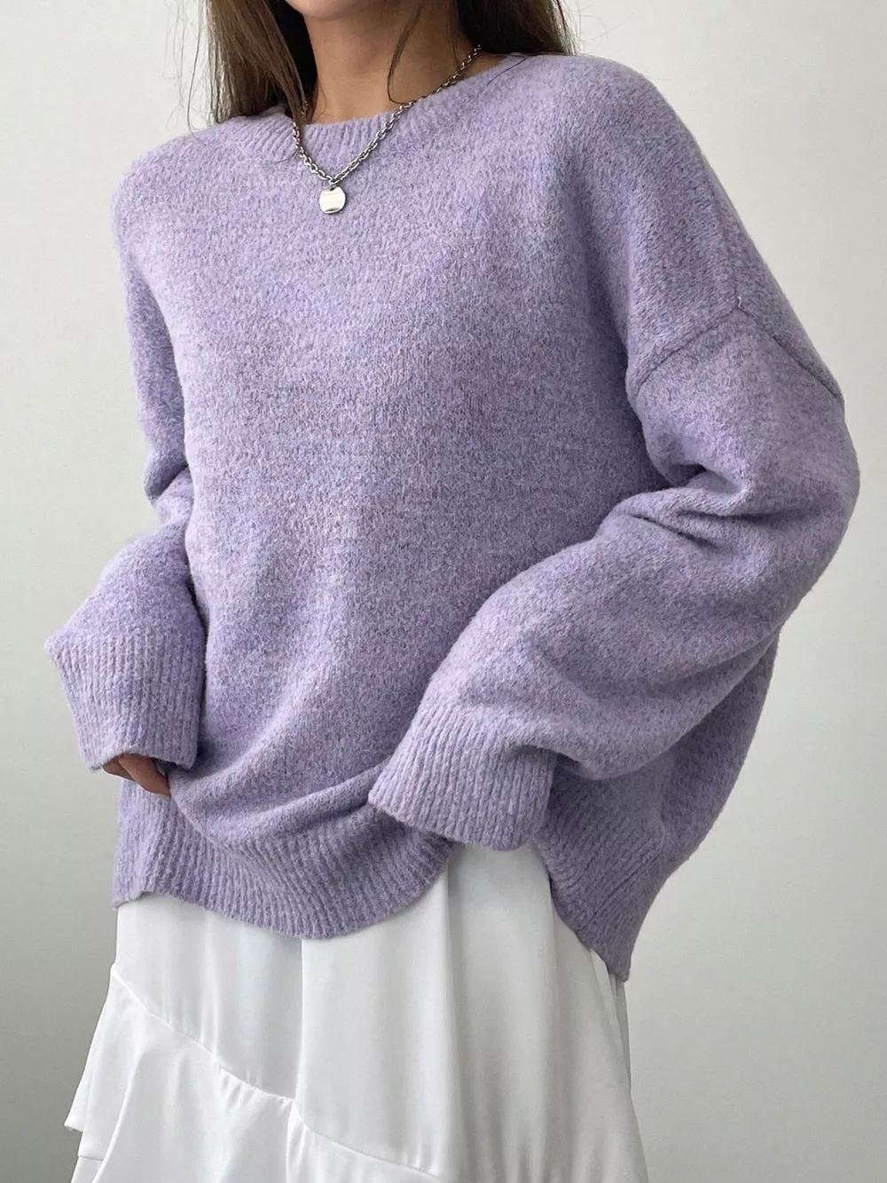 Cozy Knit Round Neck Oversized Sweater, image 11