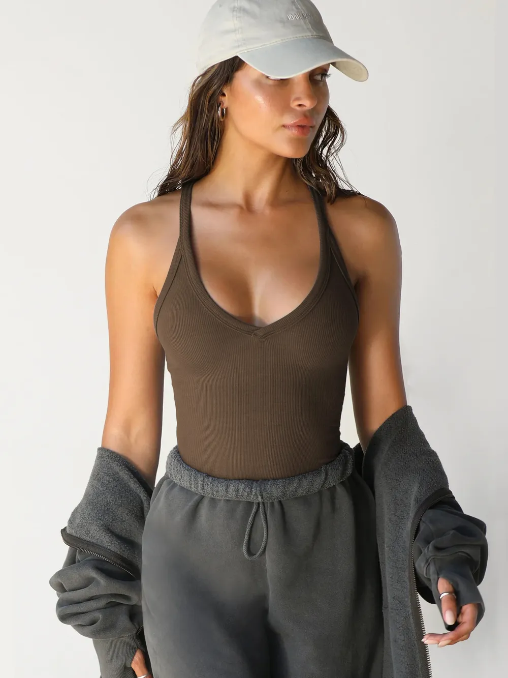 Ribbed V-Neck Halter Tank Top, image 19