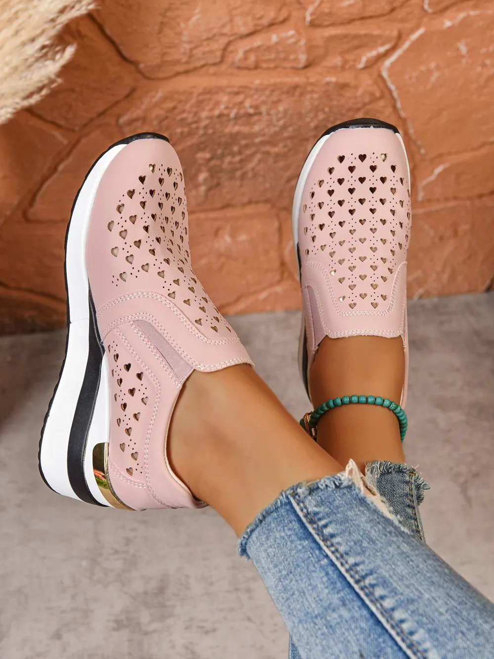 Breathable Cutout Wedge Sneakers, image 9