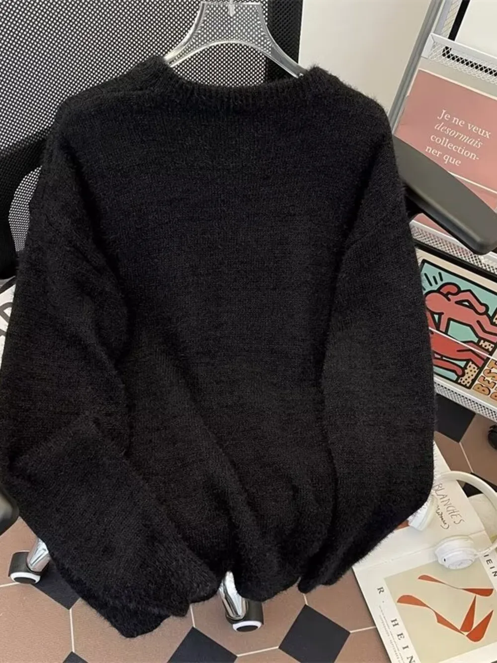 Men's Plus Size Cute Cat Pattern Knitted Pullover, image 2