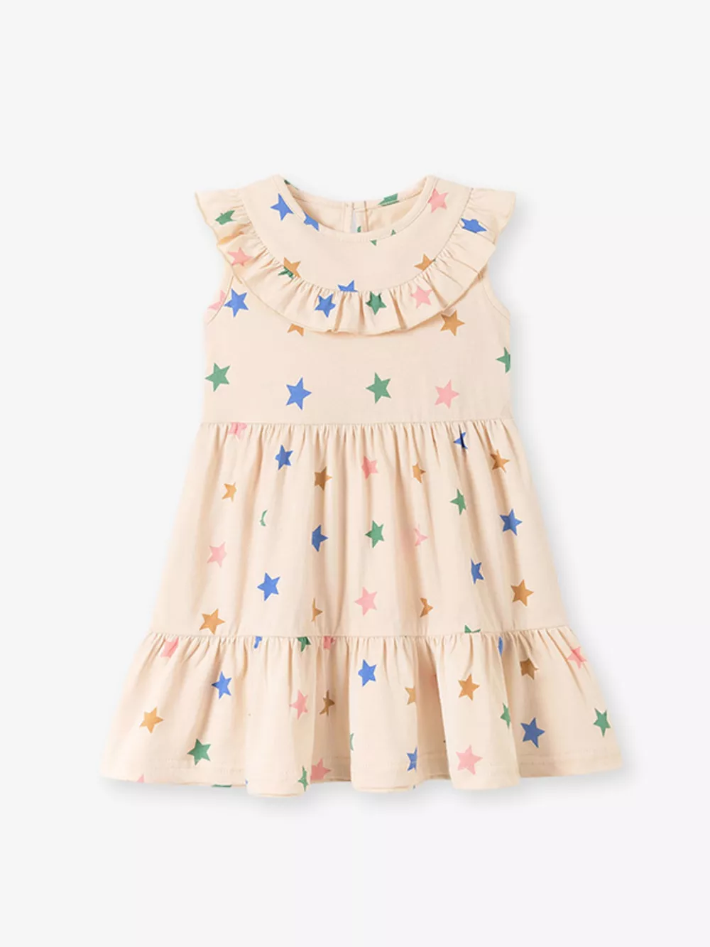 Children's Star Print Ruffle Trim Sleeveless Casual Dress, image 2