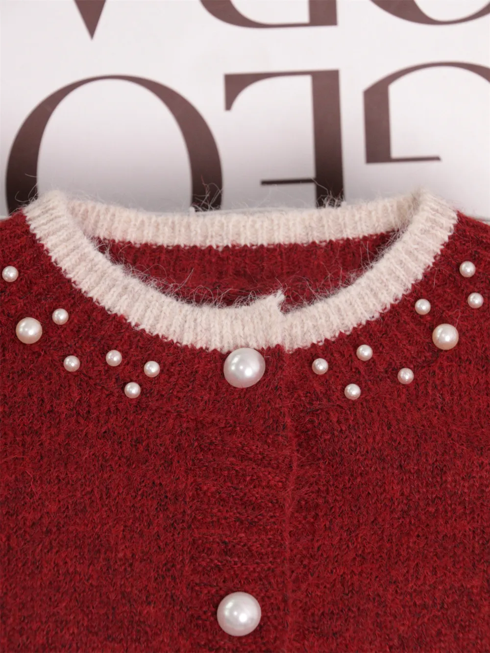 Pearl Embellished Button-Front Cardigan, image 10