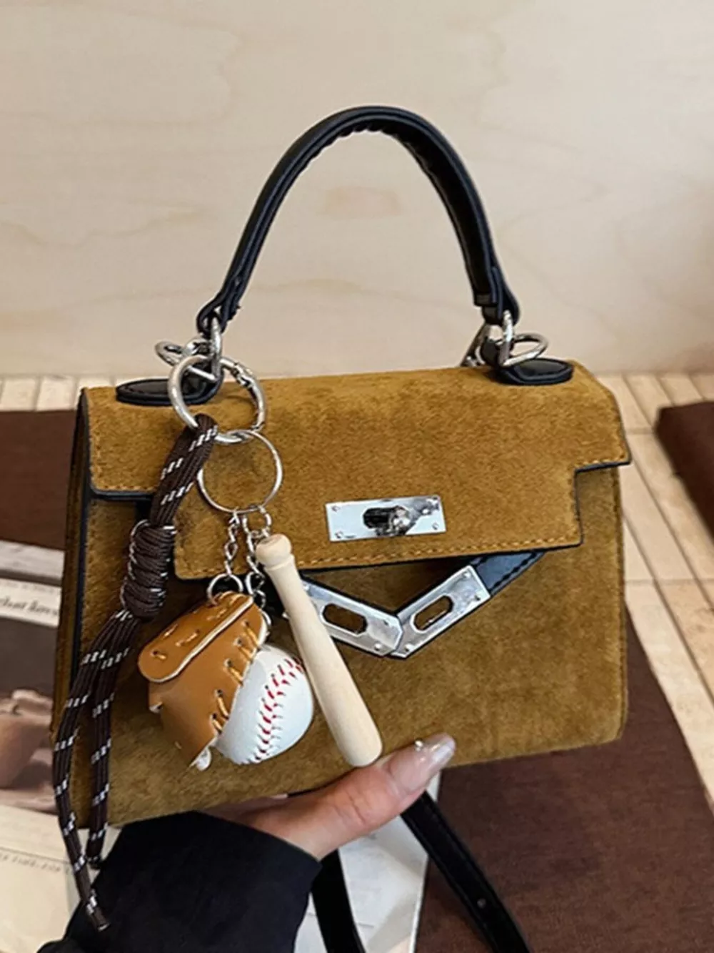 Crossbody Bag with Baseball Charm, image 10