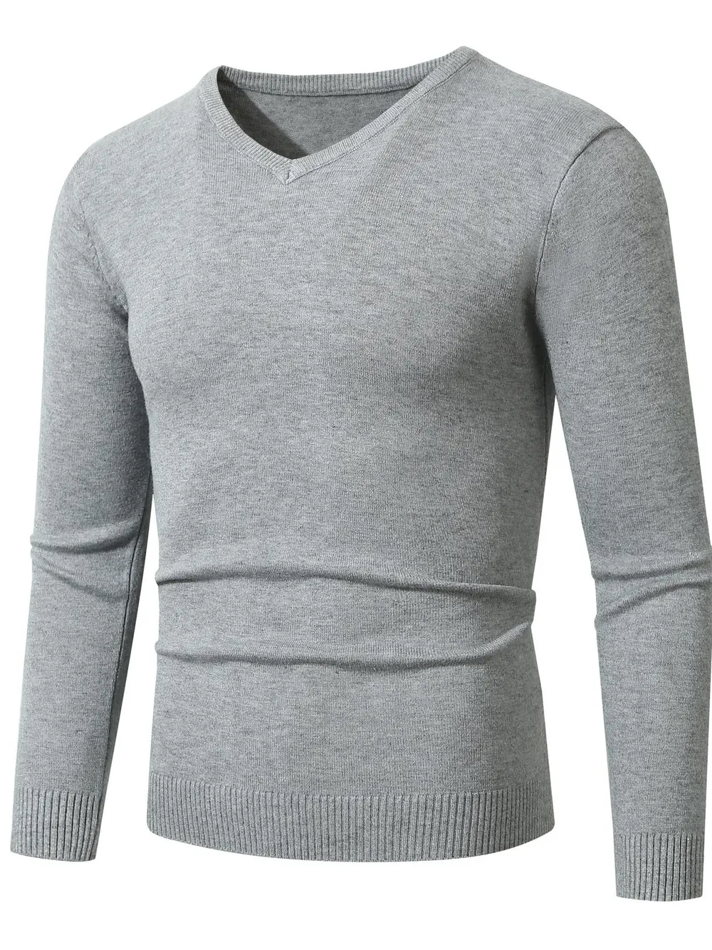 Men's Plus Size Ribbed Hem Long Sleeve Sweater, image 2