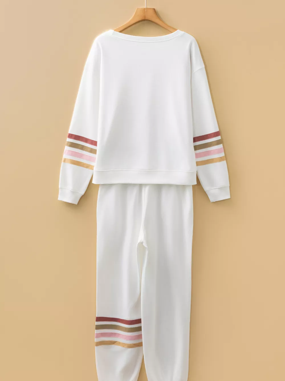 Striped Trim Round Neck Top and Pants Set, image 8