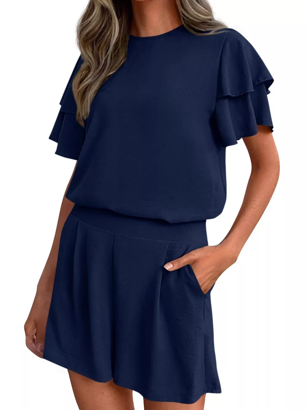 Ruffle Sleeve Top and Shorts Two-Piece Set, image 22