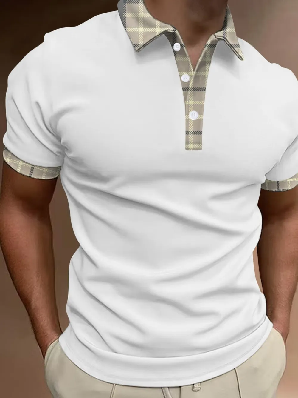 Men's Full Size Short Sleeve Button Detail Polo Plus Size, image 8