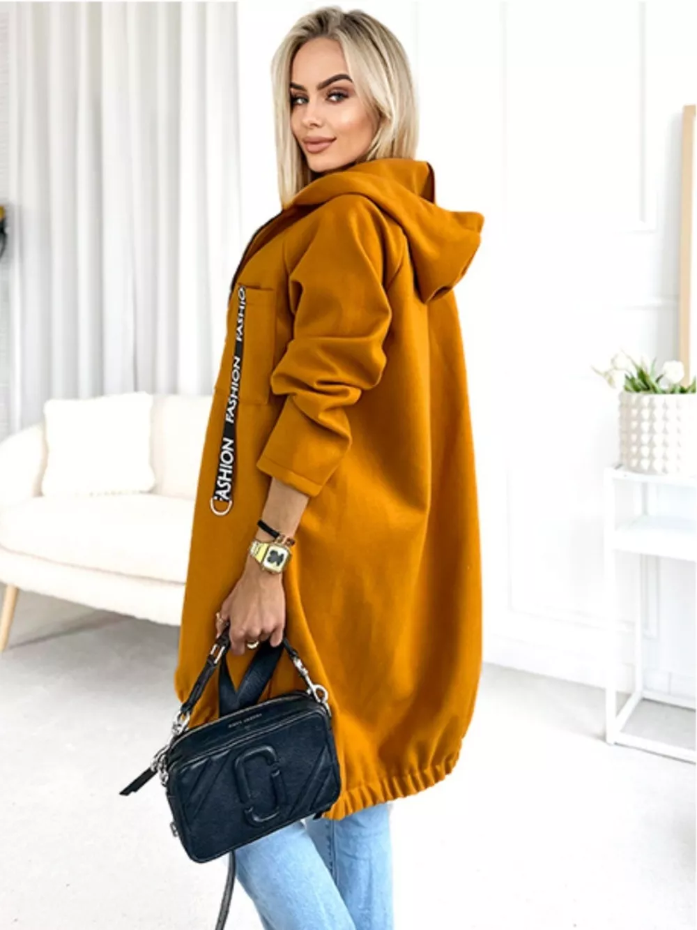 Full Size Zip Up Longline Hooded Outerwear Plus Size, image 3