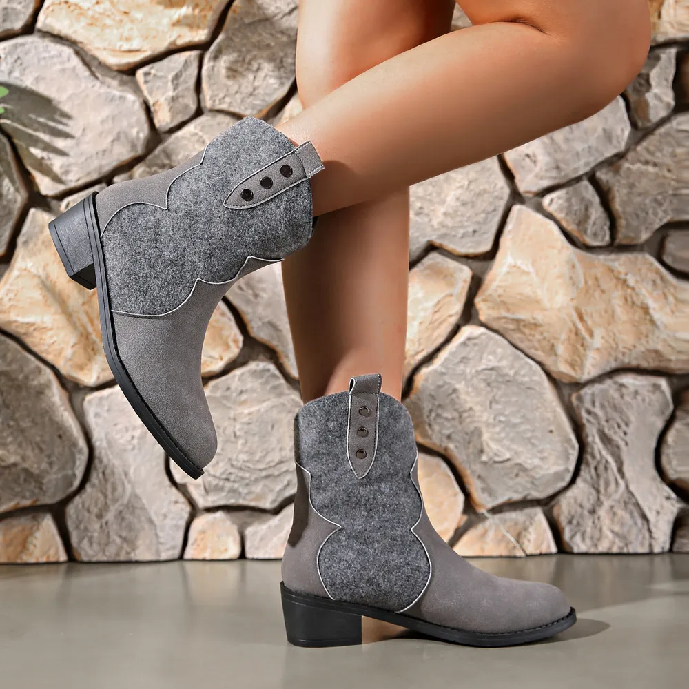 Round Toe Block Heels Boots, image 10