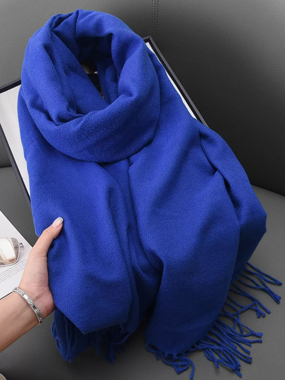 Solid Color Fringe Scarf, image 13