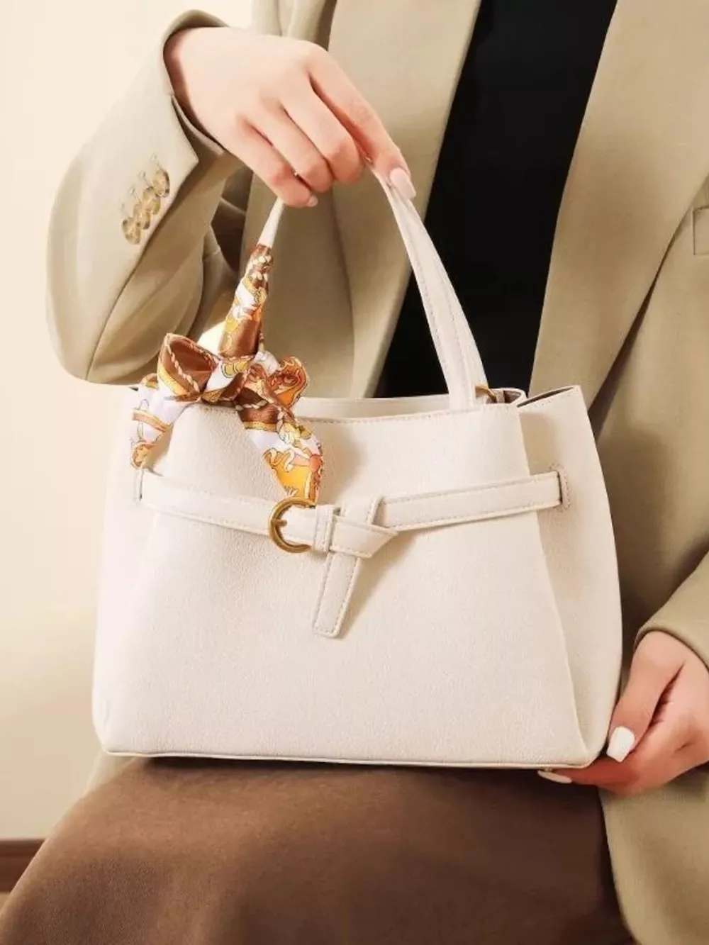 Leather Top Handle Handbag, image 3