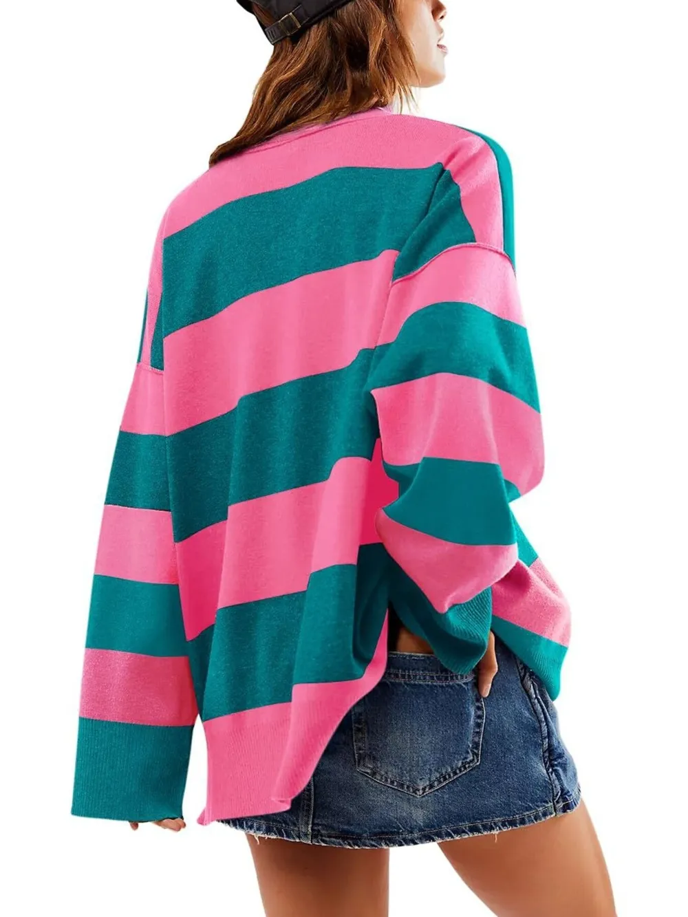 Striped Half-Zip Oversized Sweatshirt, image 9