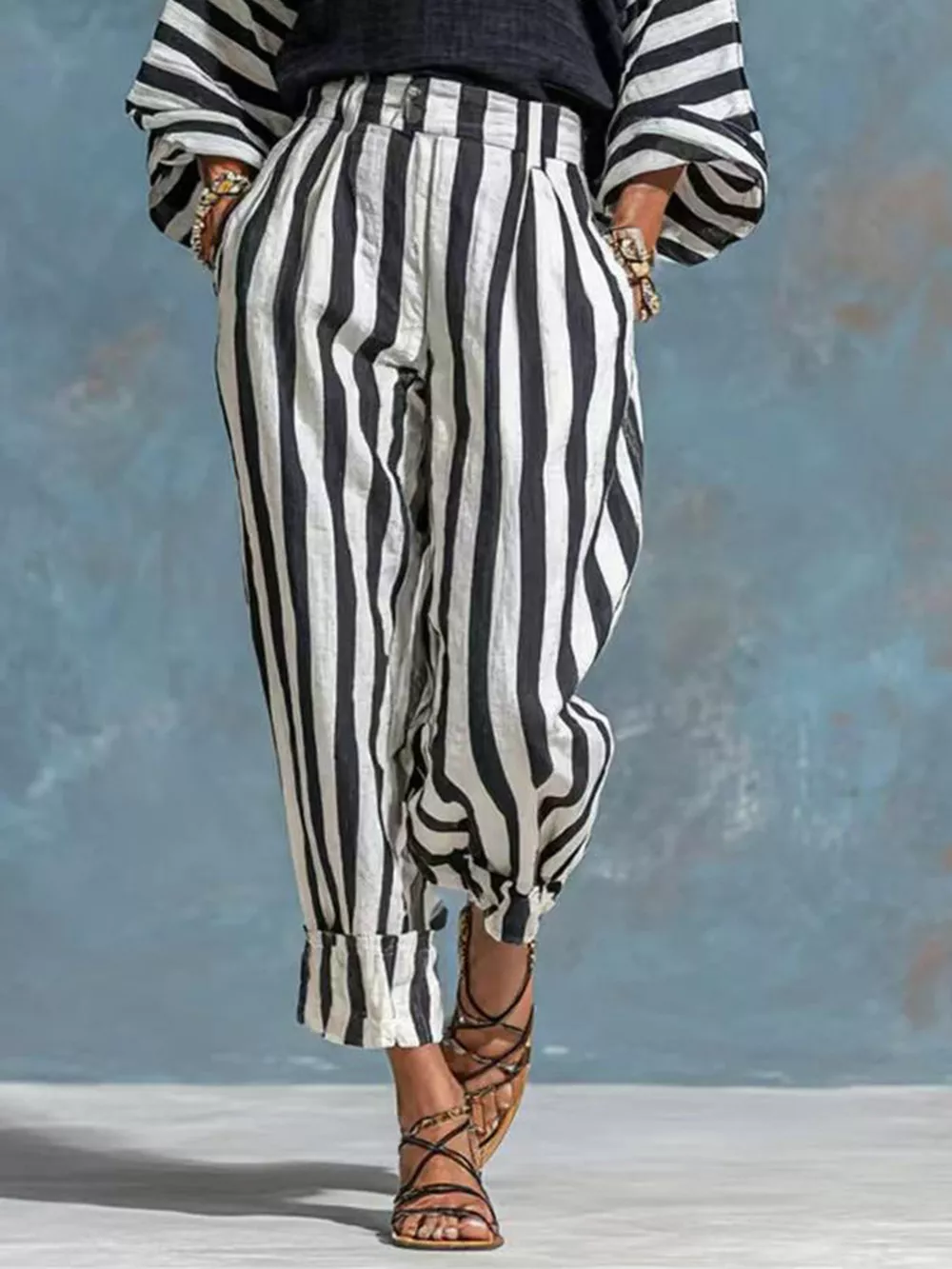 Striped Long Sleeve Top and Pants Set, image 4