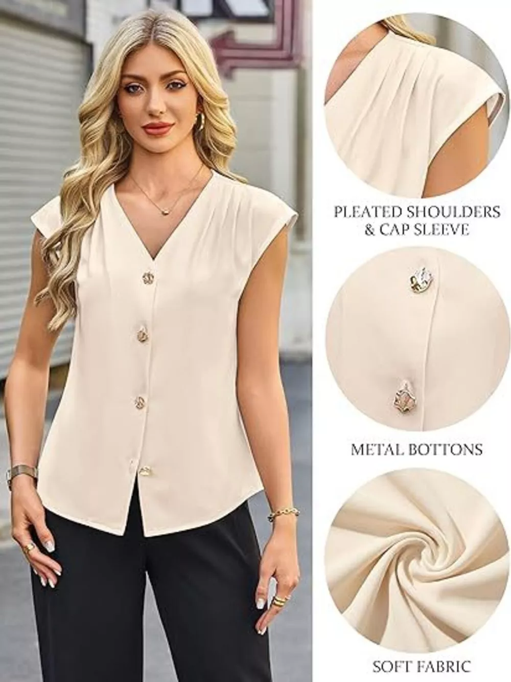 V-Neck Button-Down Shirt, image 2