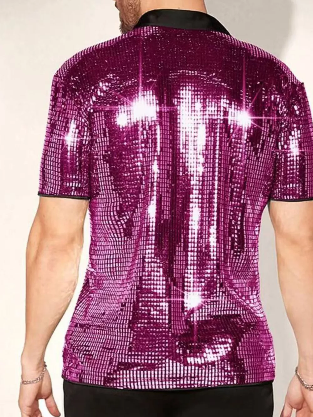 Men's Sequin Button Up Shirt, image 7