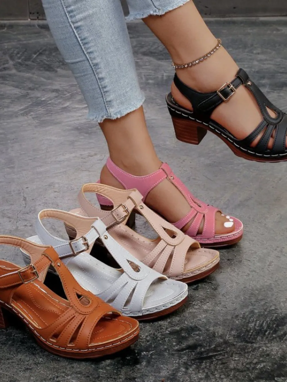 Multi-Strap Block Heel Sandals, image 2