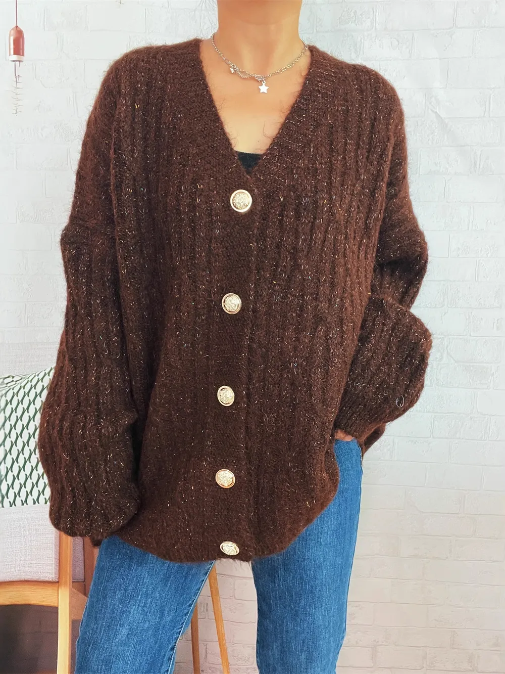 Cable Knit Button-Up Cardigan, image 13