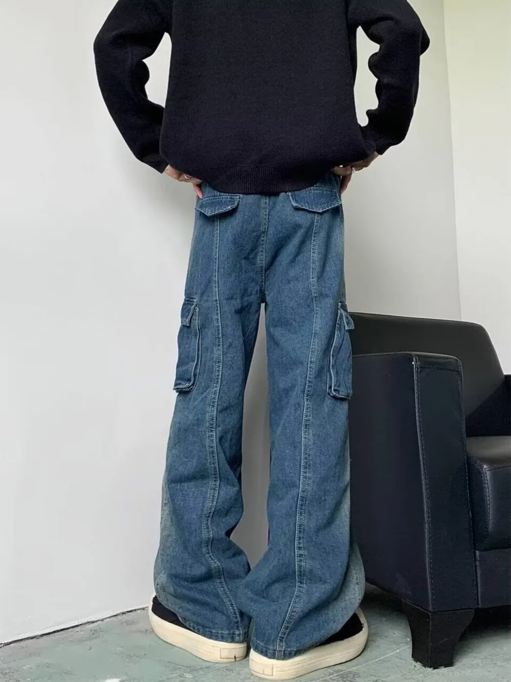 Men's Full Size Cargo Wide Leg Baggy Jeans Plus Size, image 4