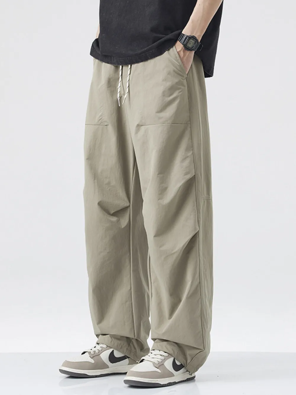 Men's Loose-Fit Drawstring Wide Leg Pants, image 3