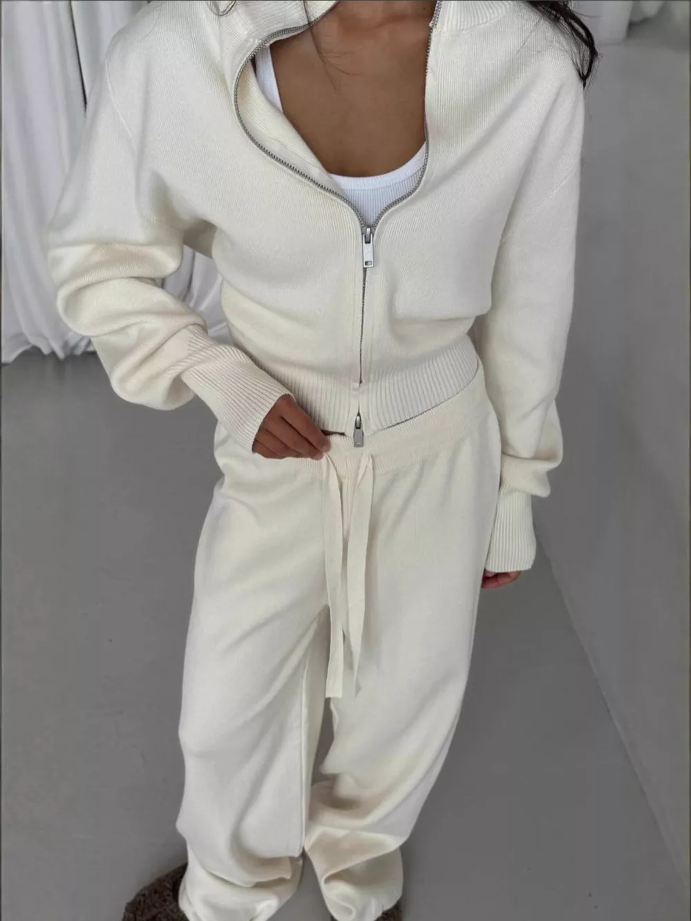 Zip-Up Outerwear and Drawstring Pants Set, image 4