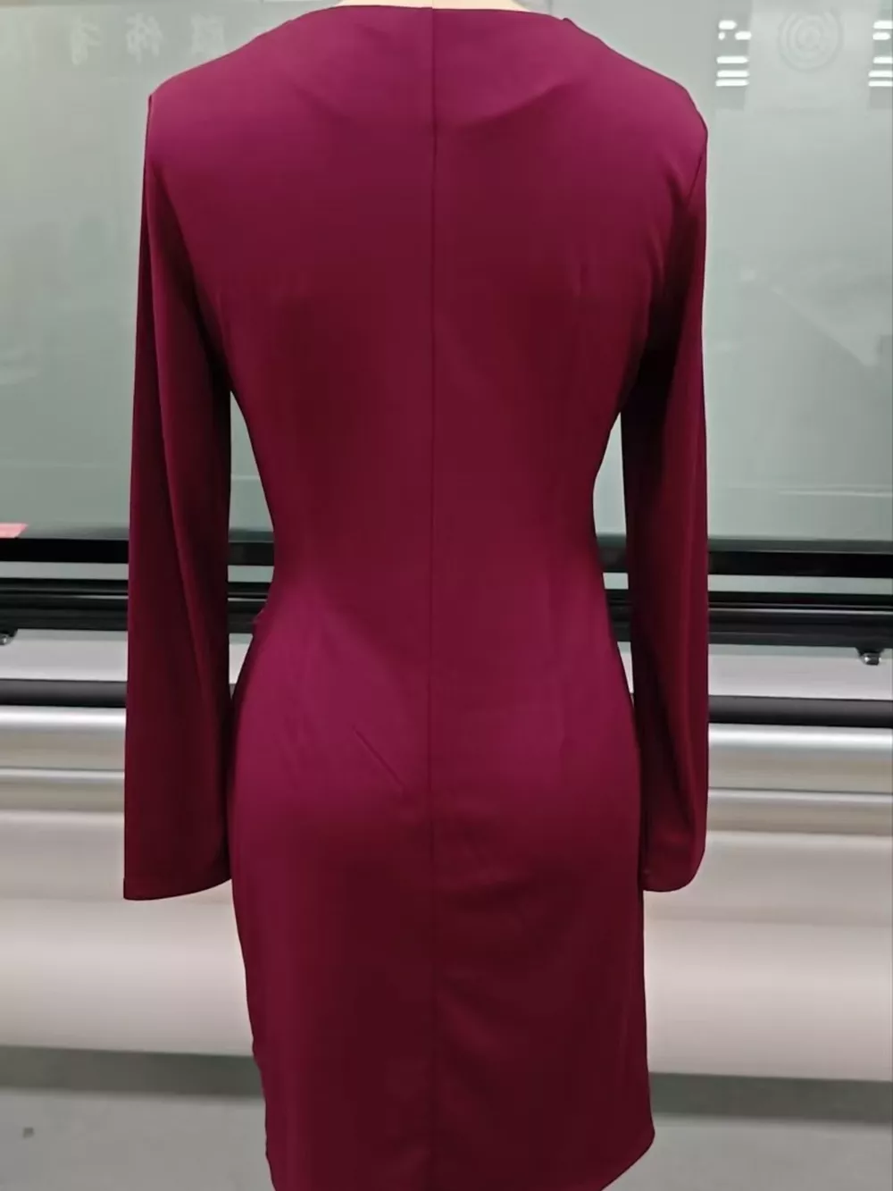 Front Ruched V-Neck Long Sleeve Dress, image 12