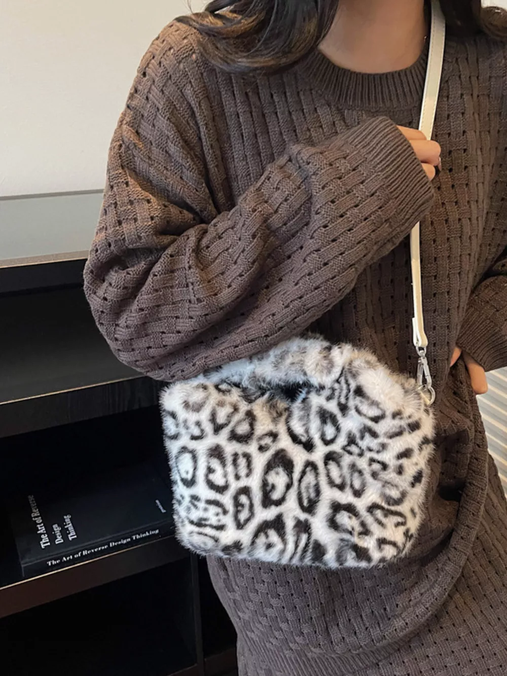 Leopard Plush Crossbody Bag