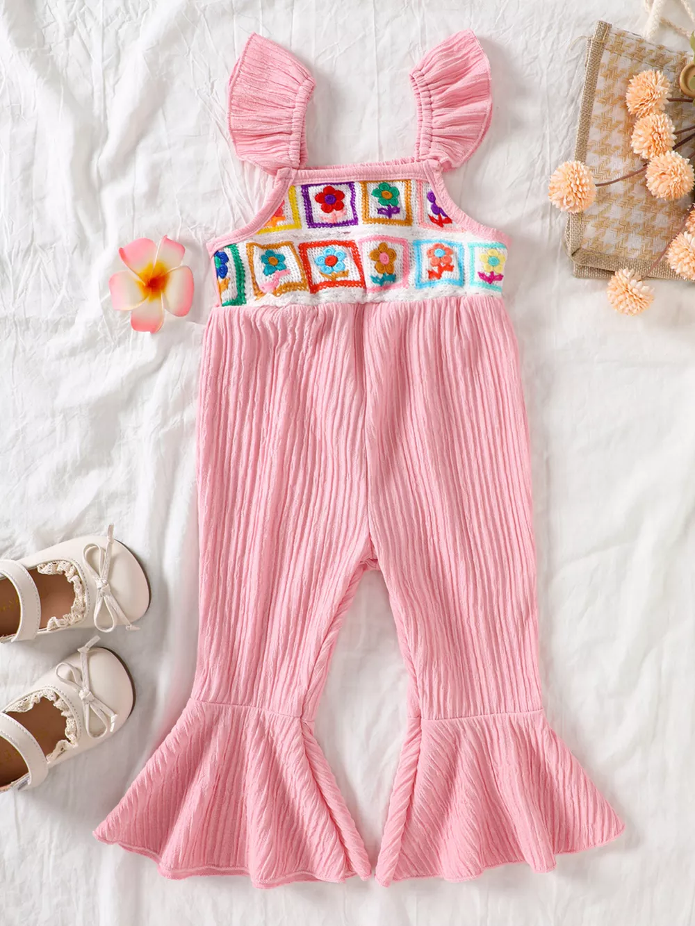 Children's Crochet Ruffle Trim Jumpsuit, image 10