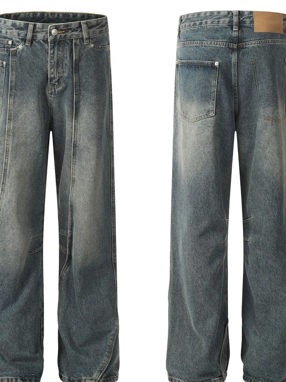 Men's Vintage Washed Wide Leg Baggy Jeans, image 5
