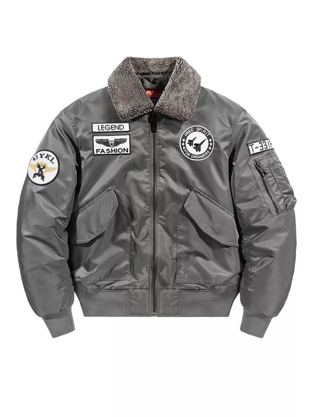 Men's Plus Size Embroidered Patches Bomber Jacket, image 4