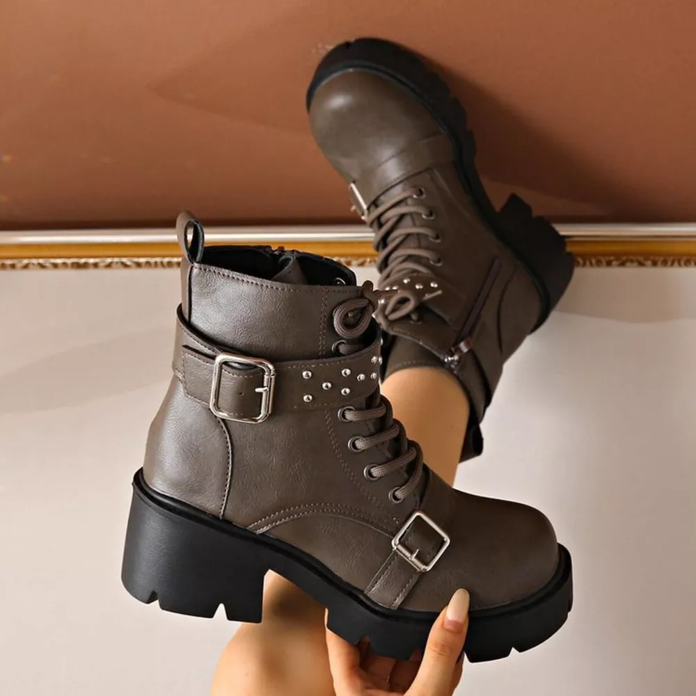 Round Toe Block Heels Boots, image 6