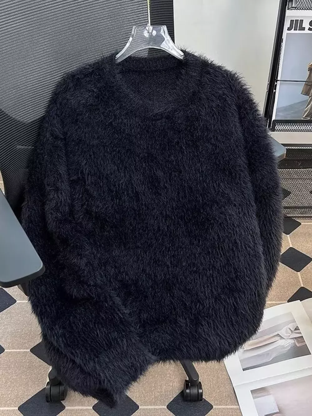 Men's Fluffy Knit Pullover Sweater