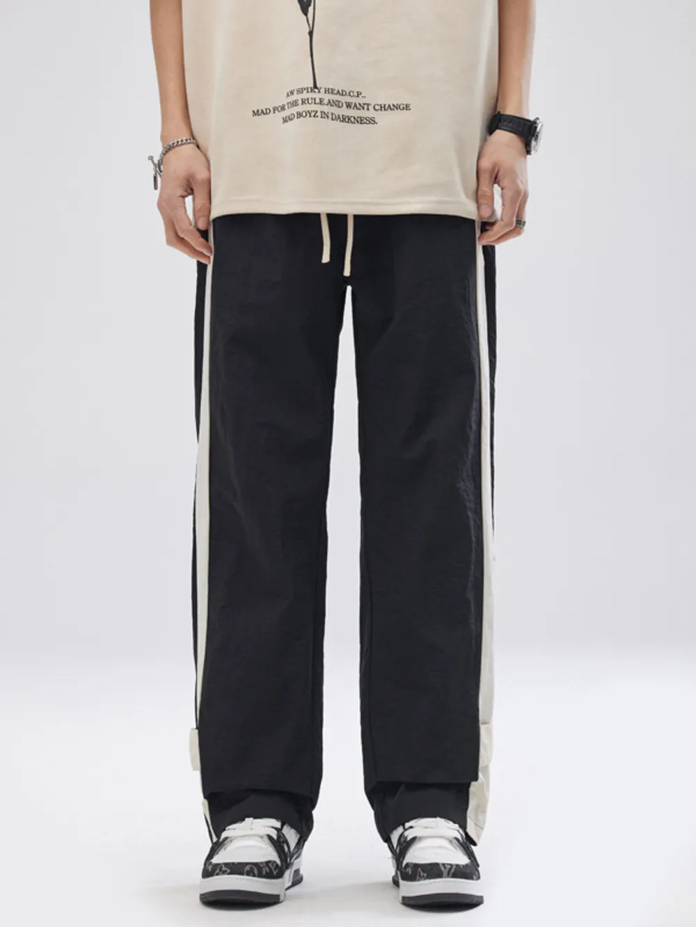Men's Full Size Side Striped Wide Leg Pants Plus Size, image 3