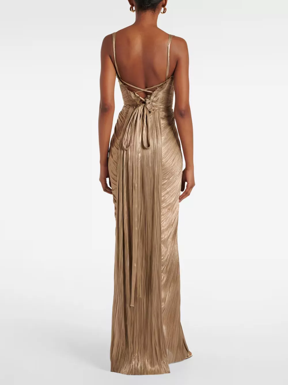 Metallic Pleated Corset Maxi Dress, image 2