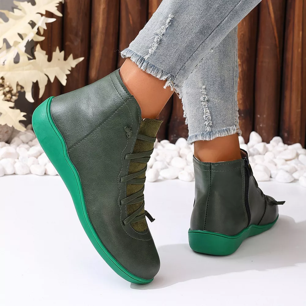 Lace-Up Faux Leather Ankle Boots, image 20