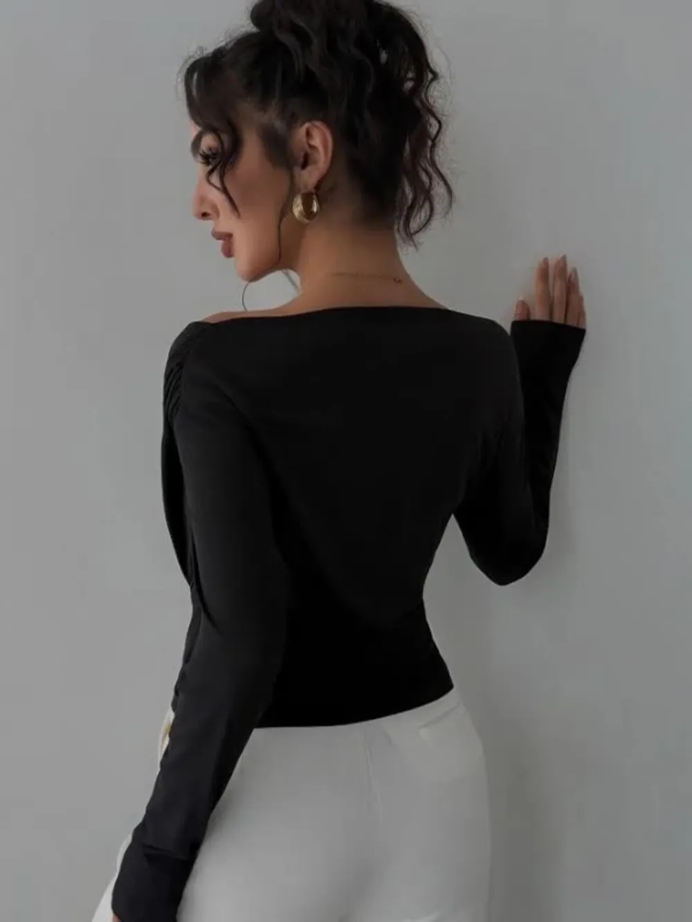 Asymmetrical Long Sleeve Blouse, image 4