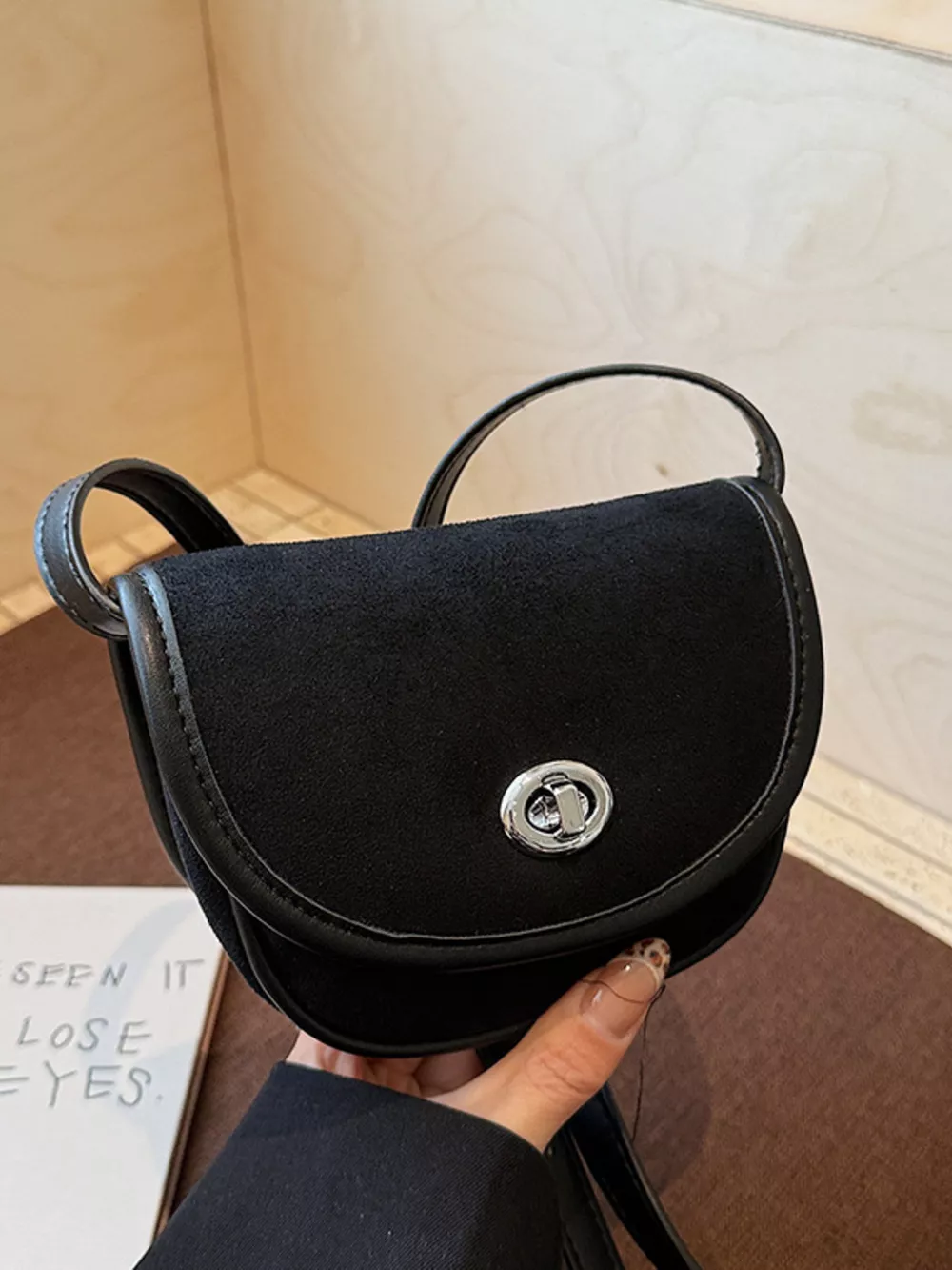 Suede Flap Crossbody Bag, image 6